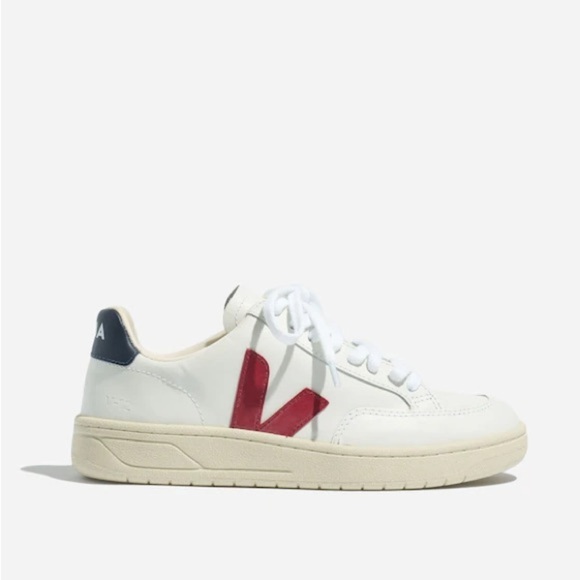 VEJA V-12 Leather White Marsala Nautico Sneaker - Picture 6 of 14